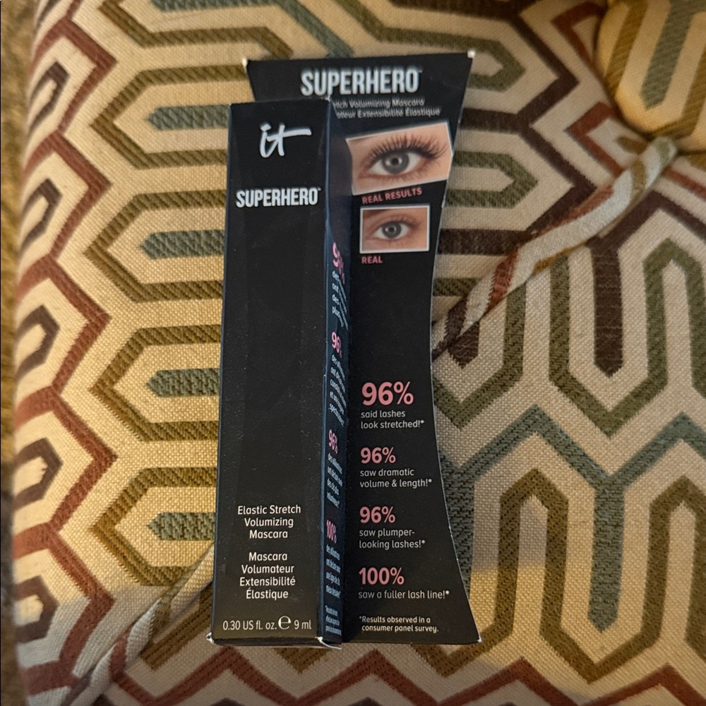 it cosmetics Superhero Mascara Packaging in Black and Pink Accents